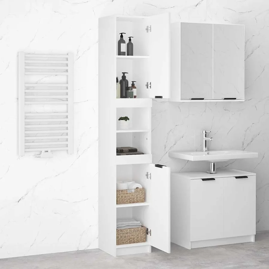 Armoire de salle de bain blanc 32x34x188,5 cm bois d'ingénierie - 4