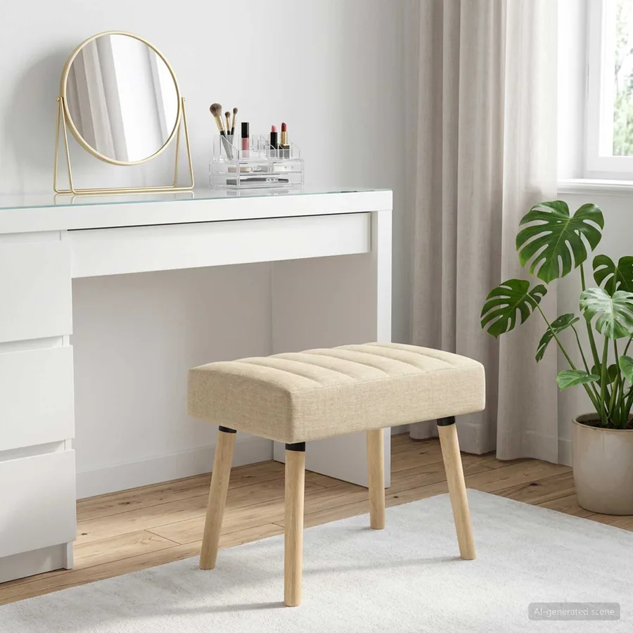 Banc capitonné canal Crème 60 x 40 x 45 cm Tissu - 5