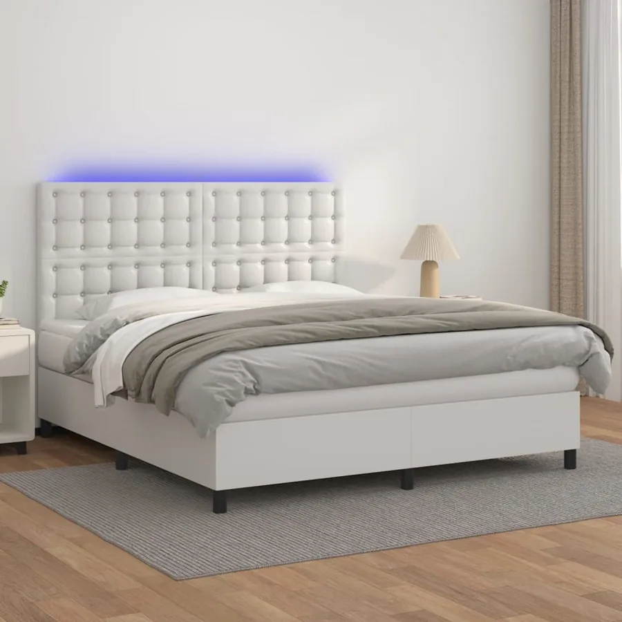 Sommier à lattes de lit avec matelas et LED Blanc 160x200 cm