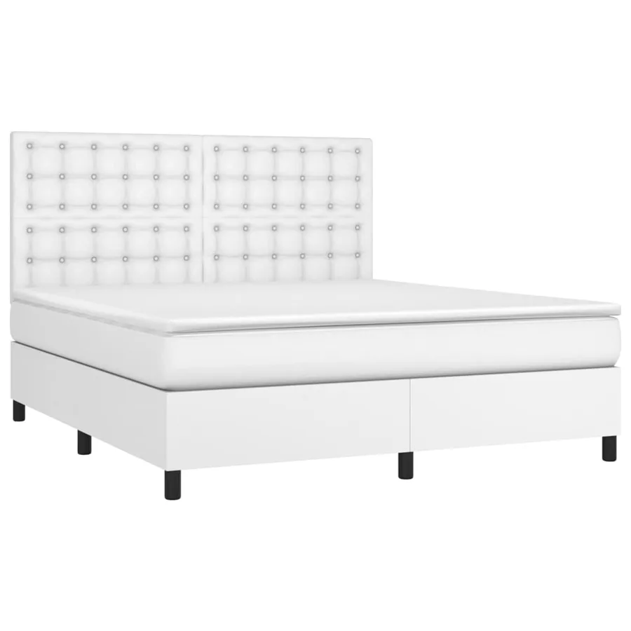 Sommier à lattes de lit avec matelas et LED Blanc 160x200 cm - 3