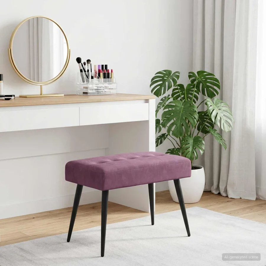 Banc avec capitonnage bouton Pourpre 60 x 40 x 45 cm Velours - 3