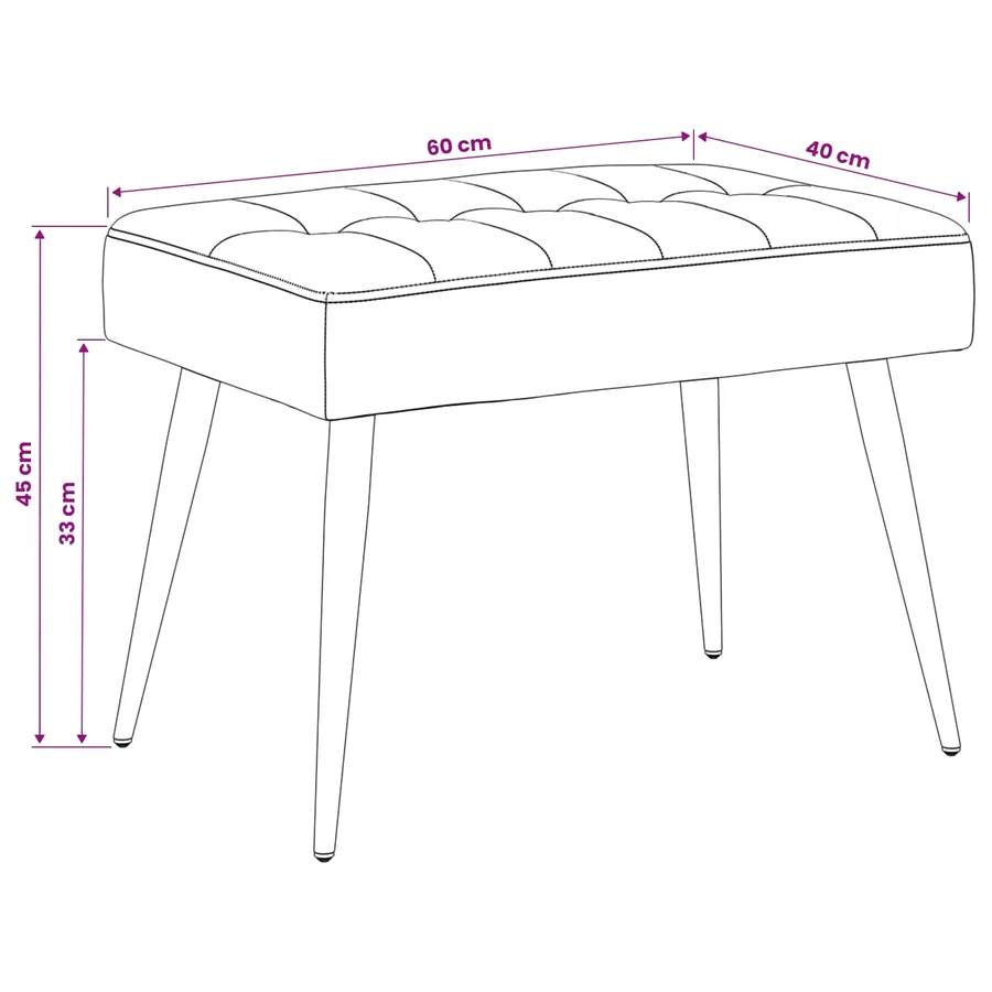 Banc avec capitonnage bouton Pourpre 60 x 40 x 45 cm Velours - 9