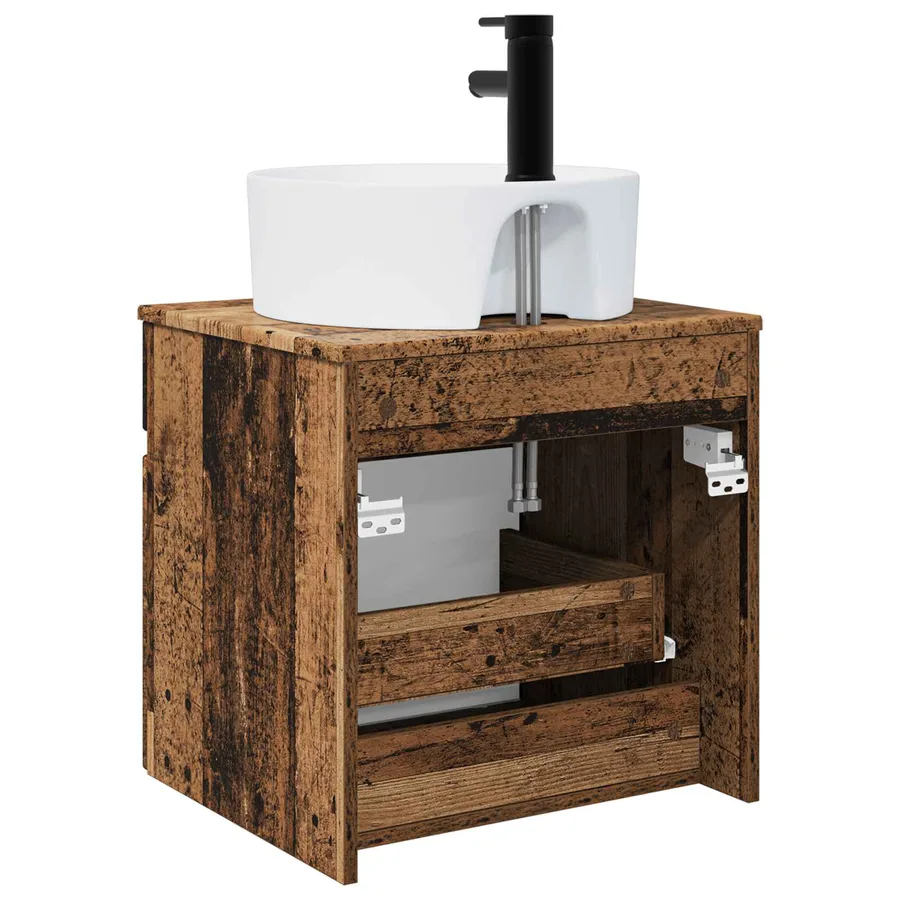 Meuble de lavabo mural Bois ancien 49 x 44,5 x 65 cm - 4