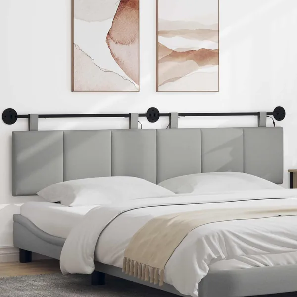 Tête de lit suspendue Avec lumière LED Gris nuage Tissu