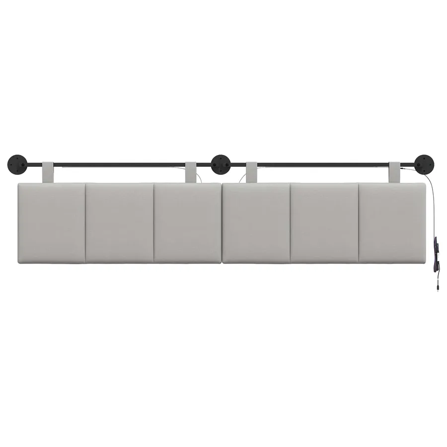 Tête de lit suspendue Avec lumière LED Gris nuage Tissu - 6