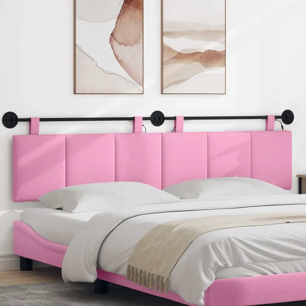 Tête de lit suspendue Avec lumière LED Rose Tissu