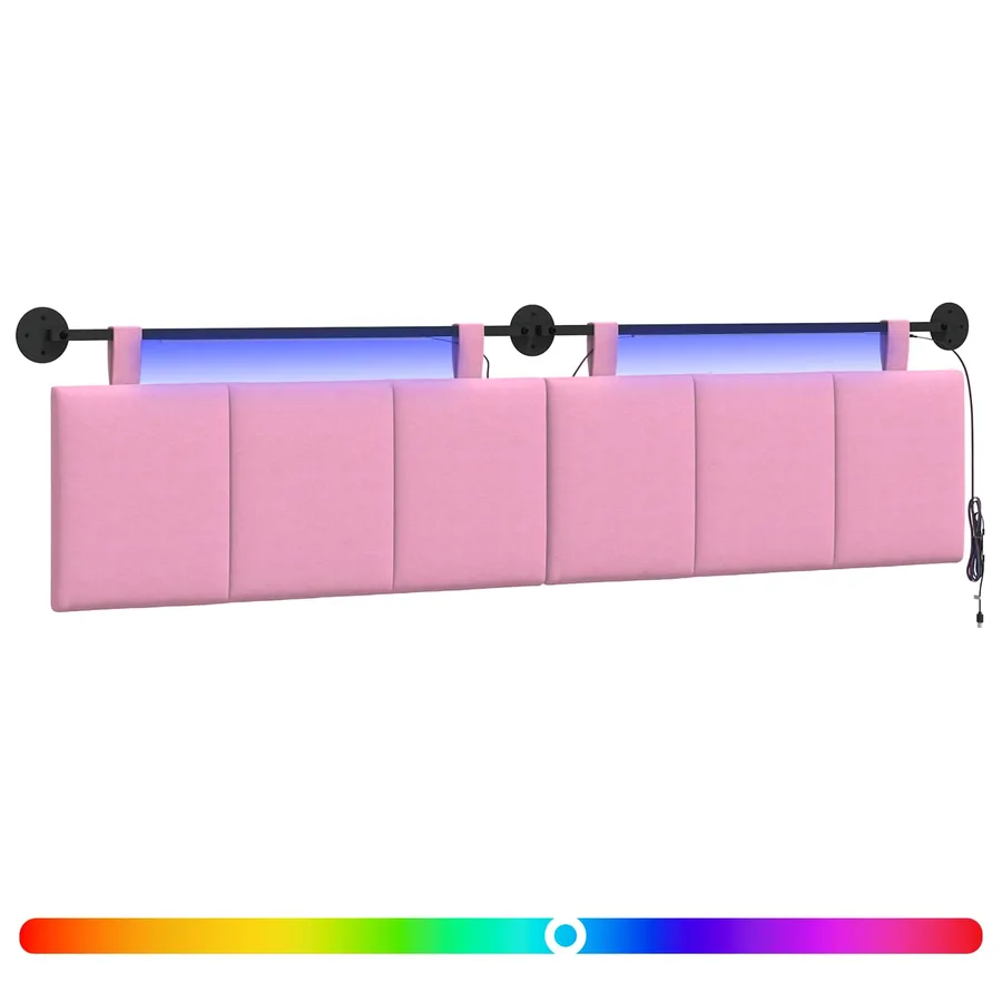 Tête de lit suspendue Avec lumière LED Rose Tissu - 2