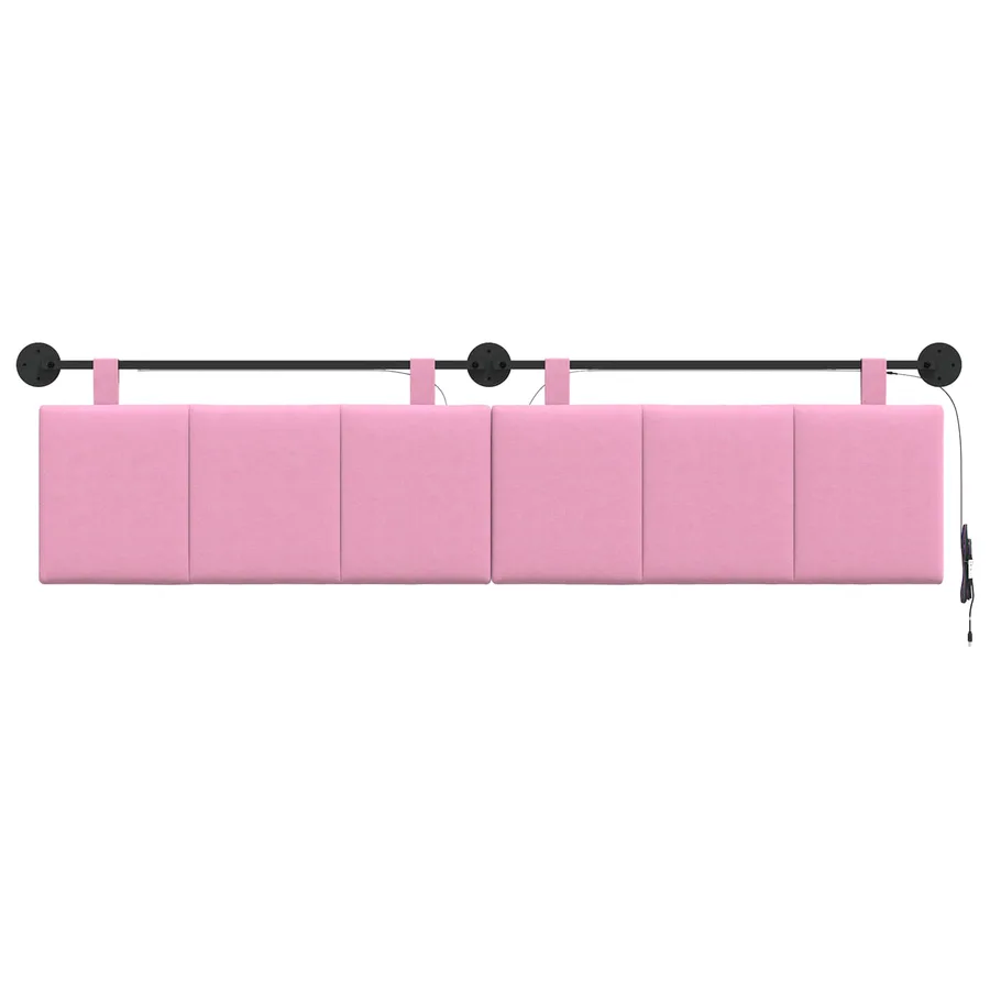 Tête de lit suspendue Avec lumière LED Rose Tissu - 6