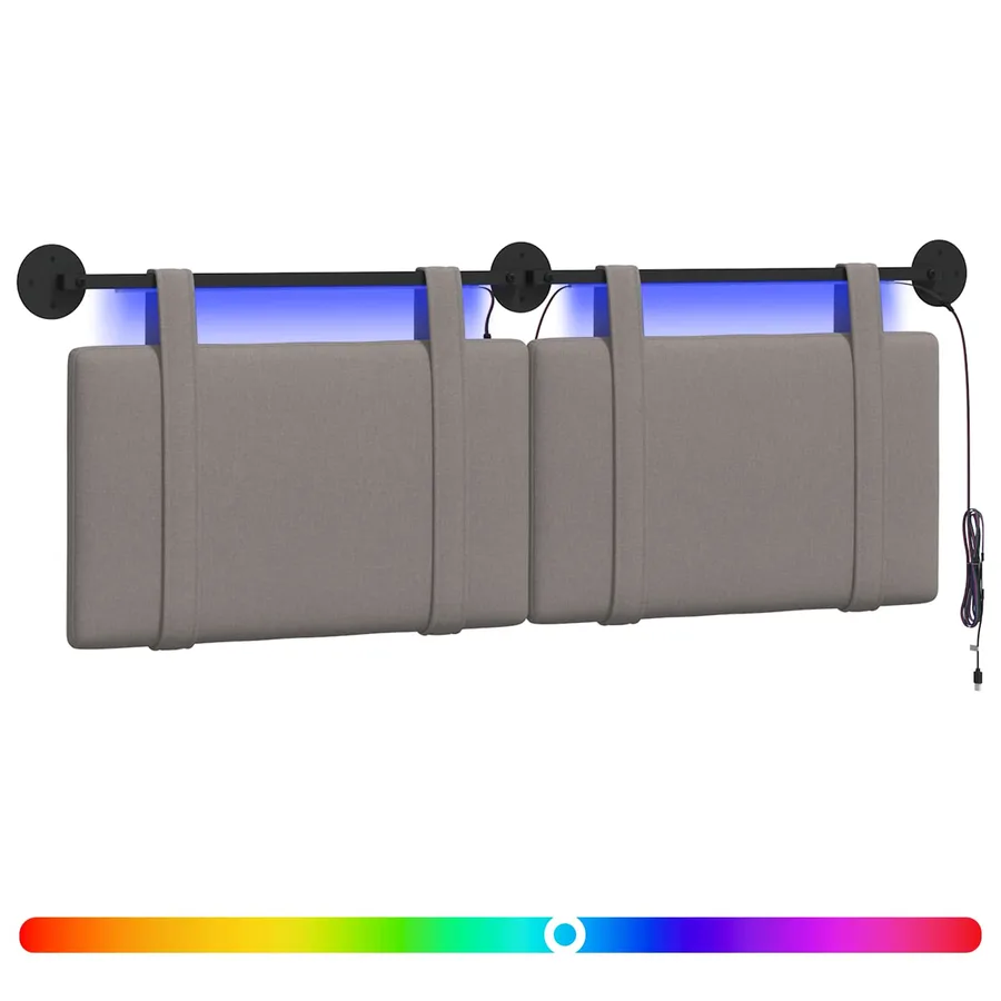 Tête de lit suspendue Avec lumière LED Taupe Tissu - 2