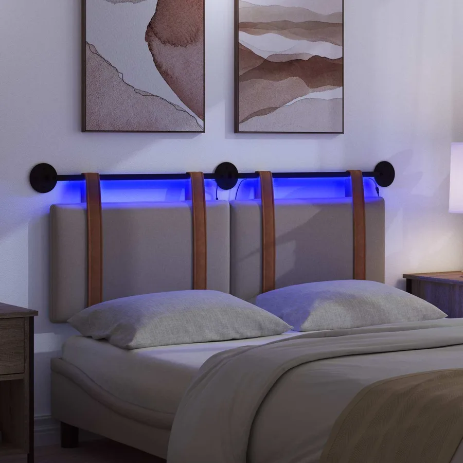Tête de lit suspendue Avec lumière LED Taupe PU antique - 5