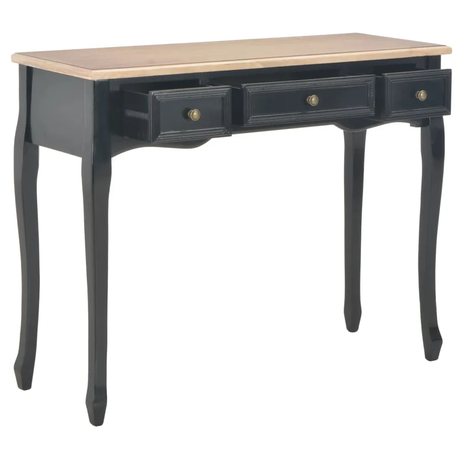 Table de console et coiffeuse avec 3 tiroirs Noir - 2