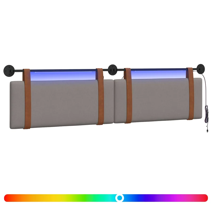 Tête de lit suspendue Avec lumière LED Taupe PU antique - 2