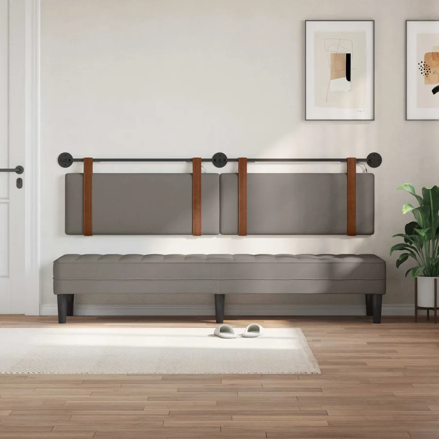 Tête de lit suspendue Avec lumière LED Taupe PU antique - 3