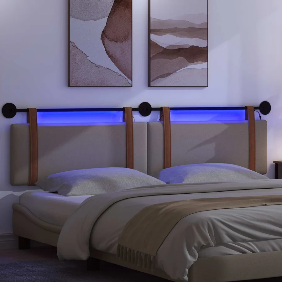 Tête de lit suspendue Avec lumière LED Taupe PU antique - 5
