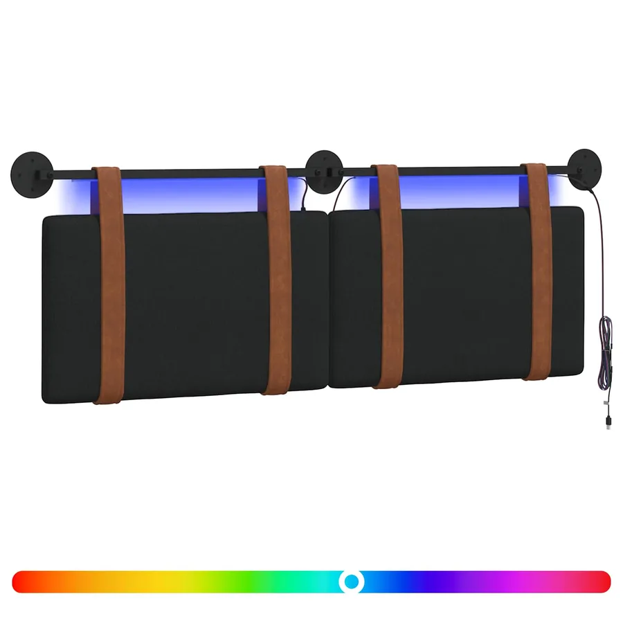 Tête de lit suspendue Avec lumière LED Noir PU antique - 2