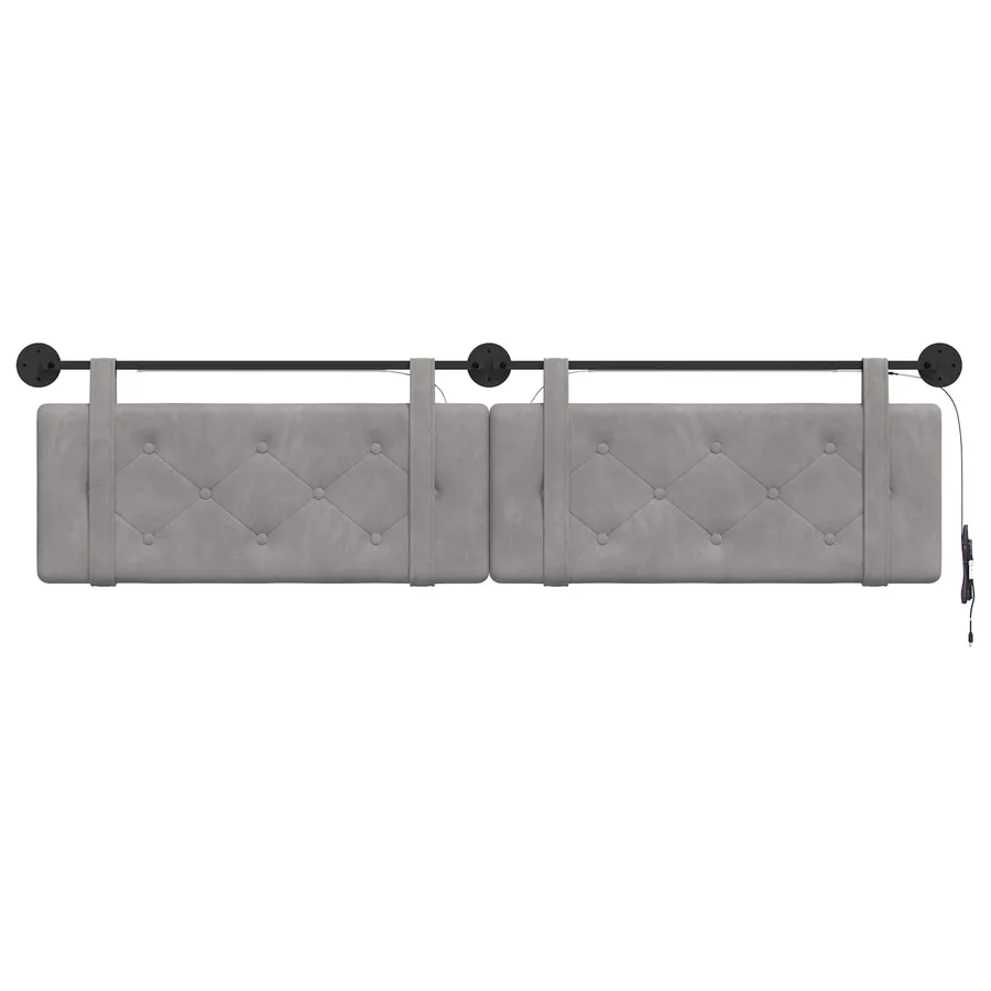 Tête de lit suspendue Avec lumière LED Gris clair Velours - 6