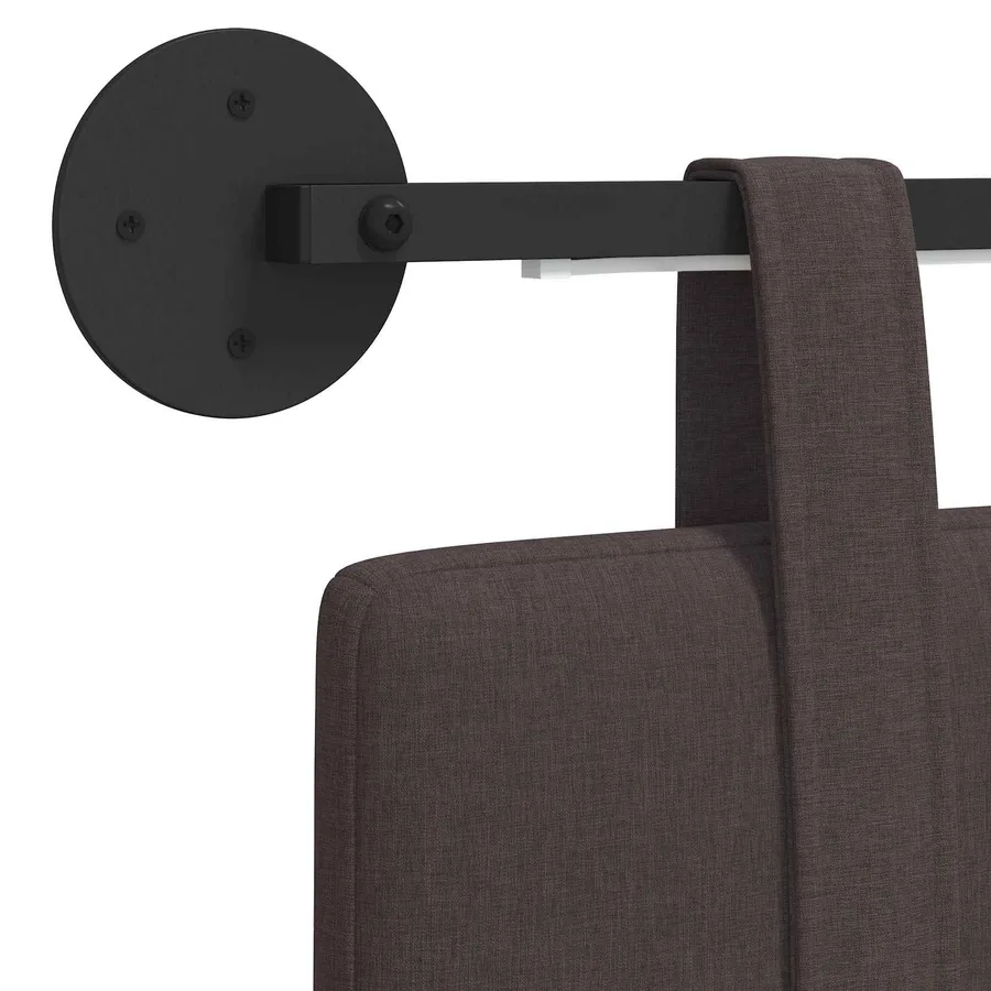 Tête de lit suspendue Avec lumière LED Marron foncé Tissu - 10