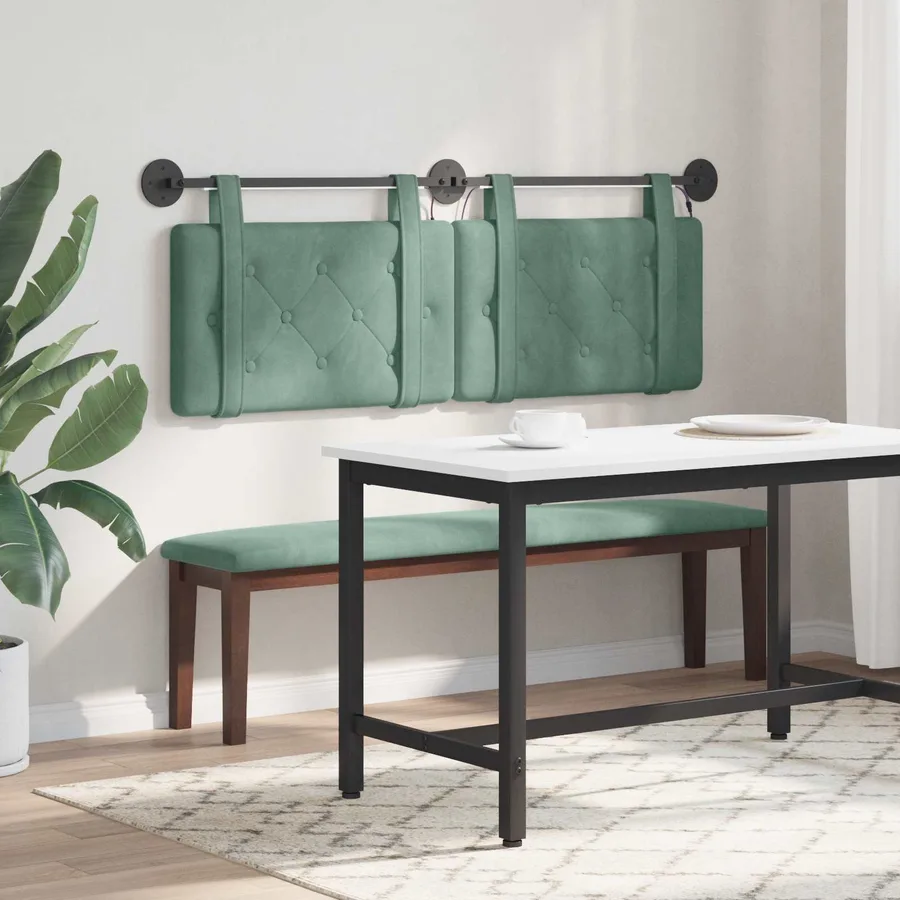 Tête de lit suspendue Avec lumière LED Vert Mer Velours - 4