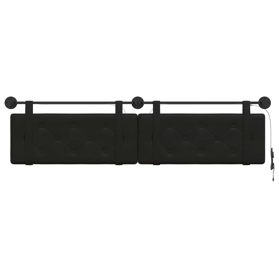 Tête de lit suspendue Avec lumière LED Noir Simili cuir - 6