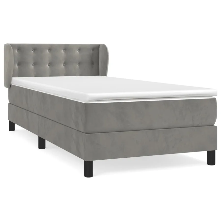 Sommier à lattes de lit et matelas Gris clair 90x200 cm Velours - 2