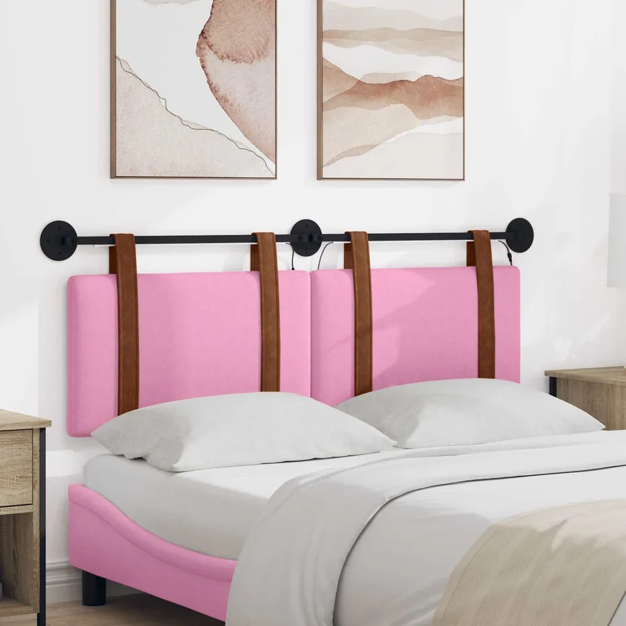 Tête de lit suspendue Avec lumière LED Rose PU antique