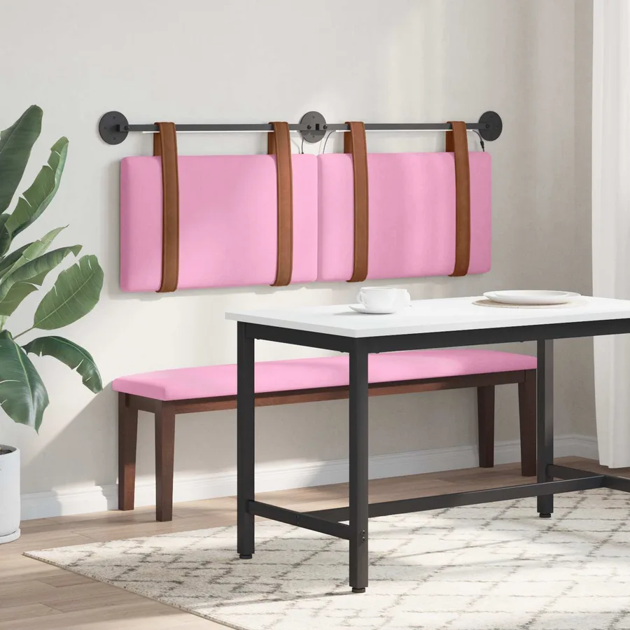 Tête de lit suspendue Avec lumière LED Rose PU antique - 4