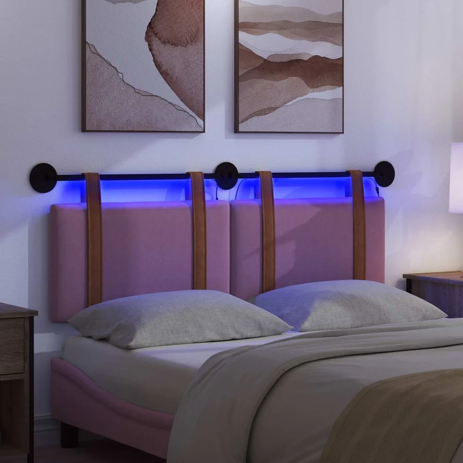 Tête de lit suspendue Avec lumière LED Rose PU antique - 5