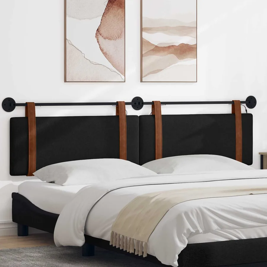 Tête de lit suspendue Avec lumière LED Noir PU antique