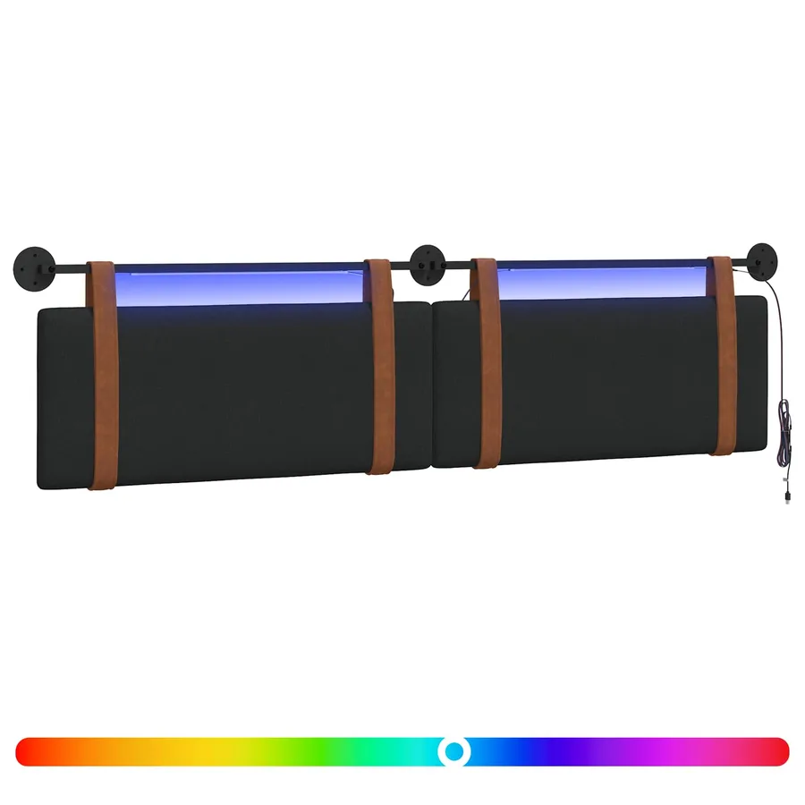 Tête de lit suspendue Avec lumière LED Noir PU antique - 2