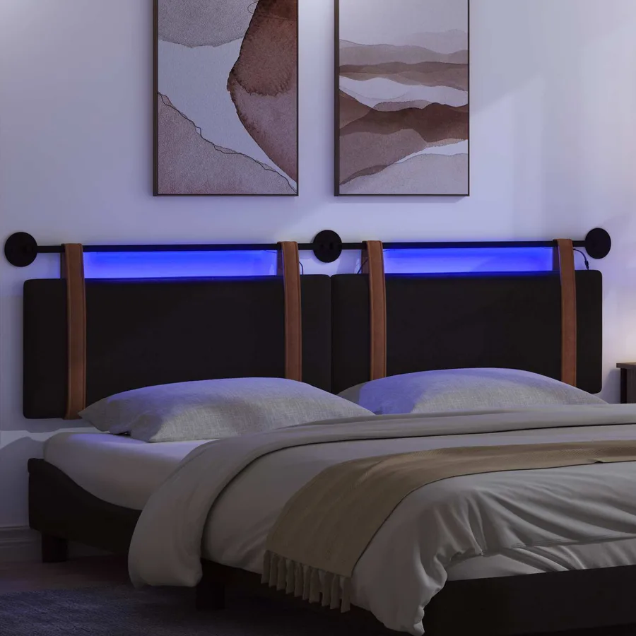 Tête de lit suspendue Avec lumière LED Noir PU antique - 5