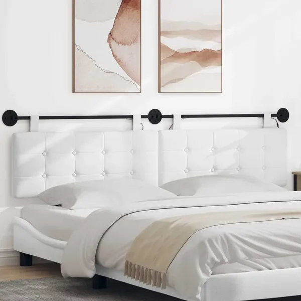Tête de lit suspendue Avec lumière LED Blanc Tissu