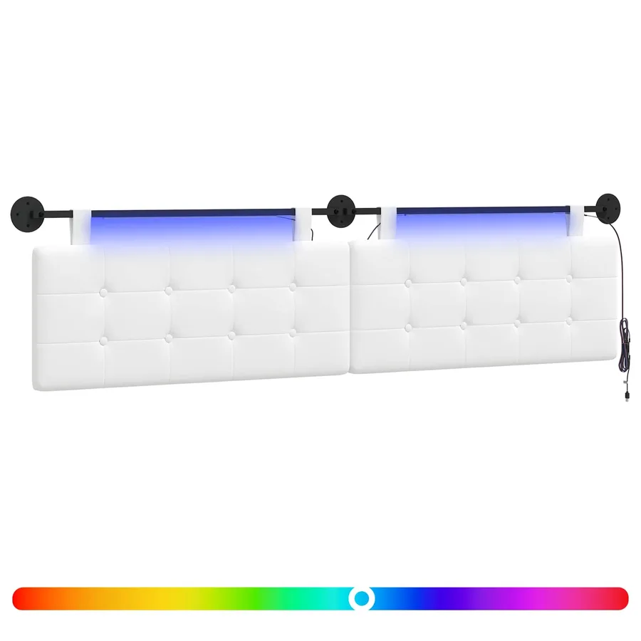 Tête de lit suspendue Avec lumière LED Blanc Tissu - 2