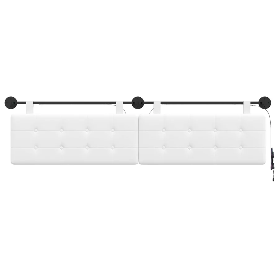 Tête de lit suspendue Avec lumière LED Blanc Tissu - 6