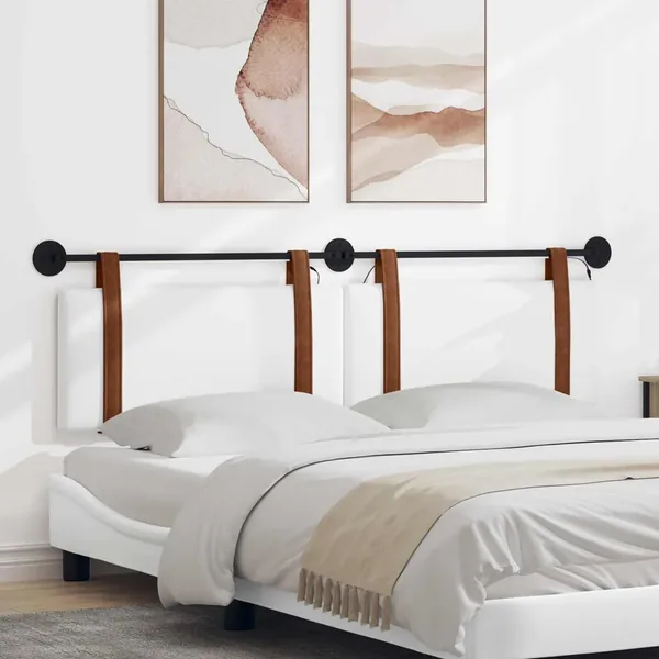 Tête de lit suspendue Avec lumière LED Blanc PU antique