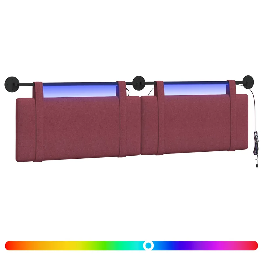 Tête de lit suspendue Avec lumière LED Bordeaux Tissu - 2