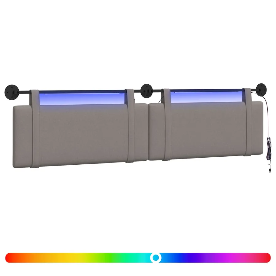 Tête de lit suspendue Avec lumière LED Taupe Tissu - 2