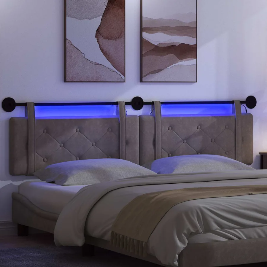 Tête de lit suspendue Avec lumière LED Gris PU antique - 5