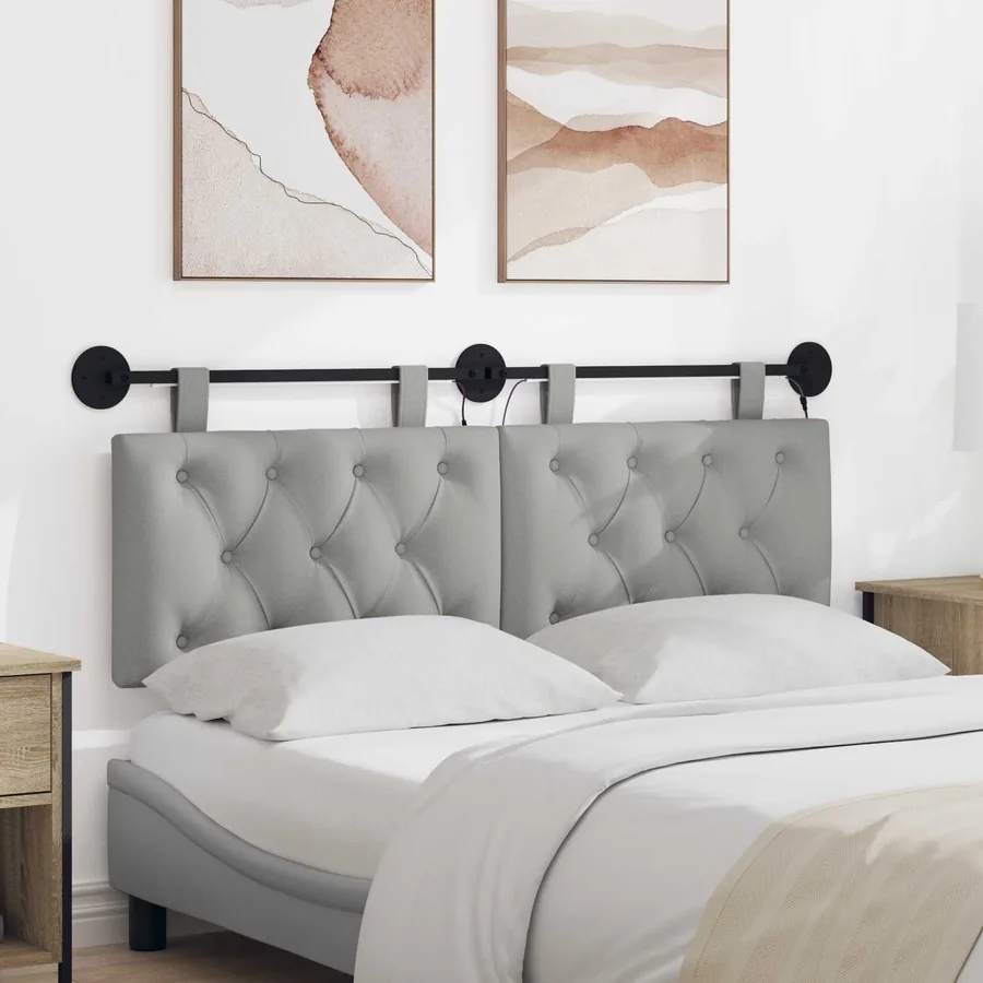 Tête de lit suspendue Gris nuage Tissu