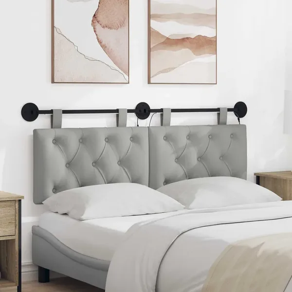 Tête de lit suspendue Gris nuage Tissu