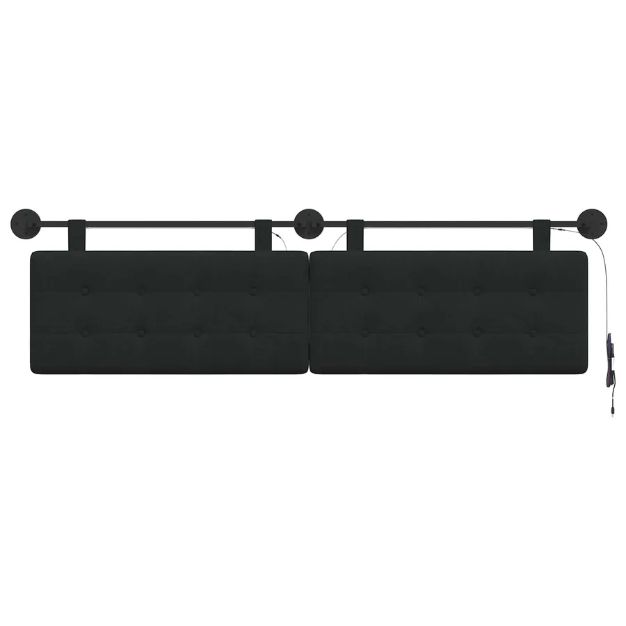 Tête de lit suspendue Avec lumière LED Noir Tissu - 6