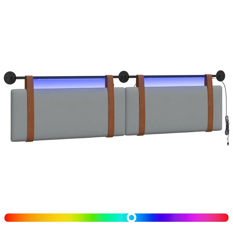 Tête de lit suspendue Avec lumière LED Gris clair PU antique - 2