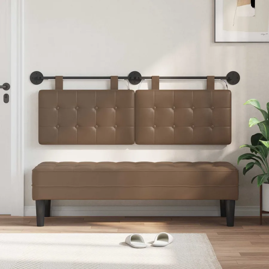 Tête de lit suspendue Avec lumière LED Cappuccino Simili cuir - 3
