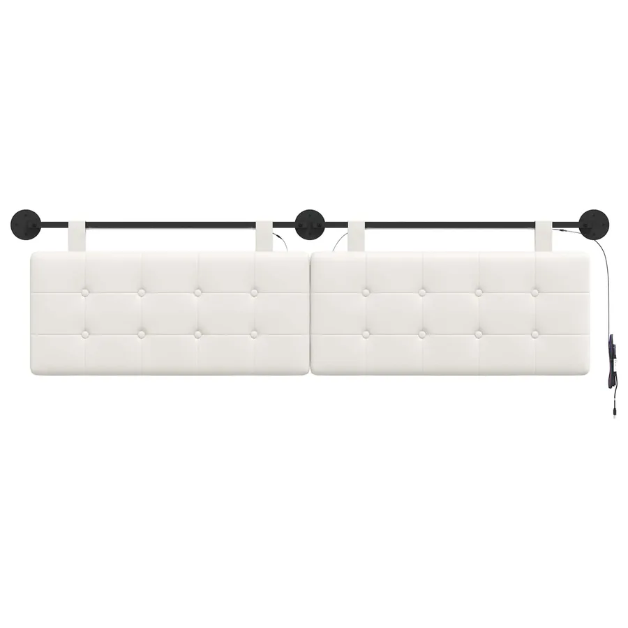 Tête de lit suspendue Avec lumière LED Blanc Simili cuir - 6