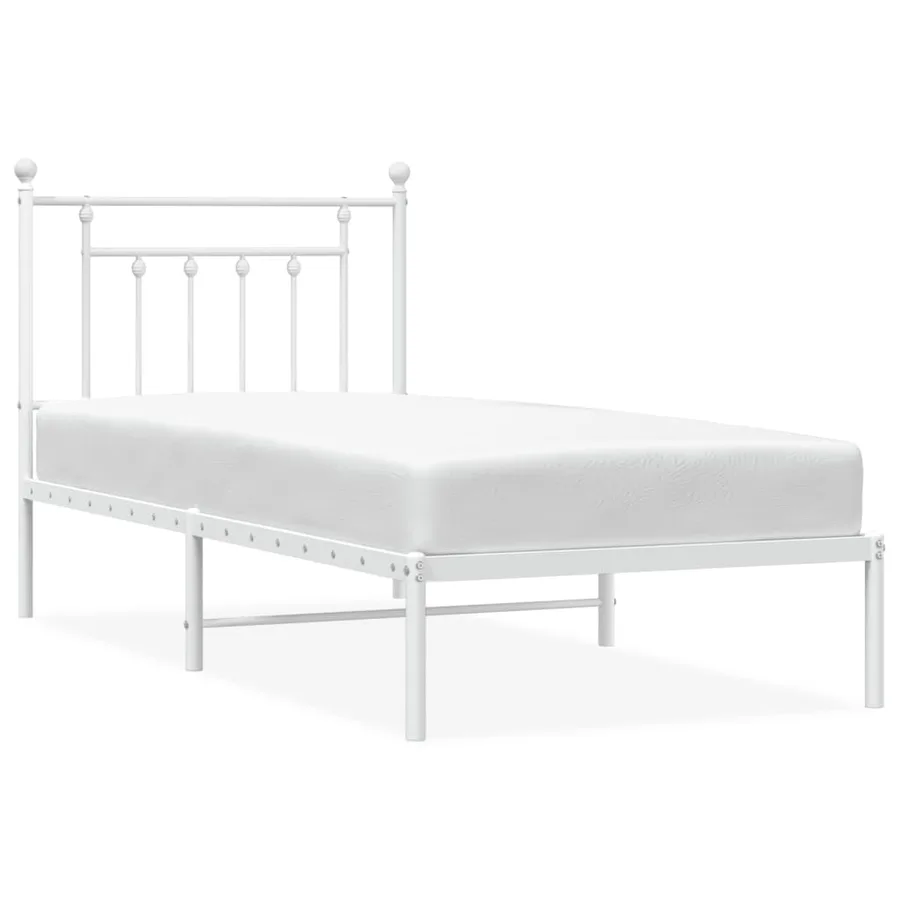 Cadre de lit métal sans matelas avec tête de lit blanc 80x200cm - 2