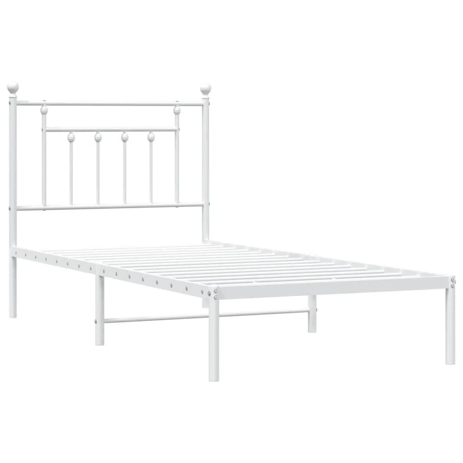 Cadre de lit métal sans matelas avec tête de lit blanc 80x200cm - 3