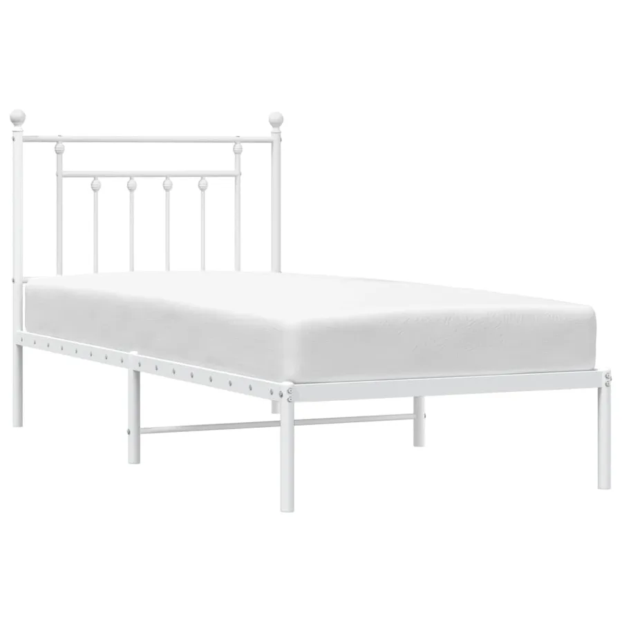 Cadre de lit métal sans matelas avec tête de lit blanc 80x200cm - 5