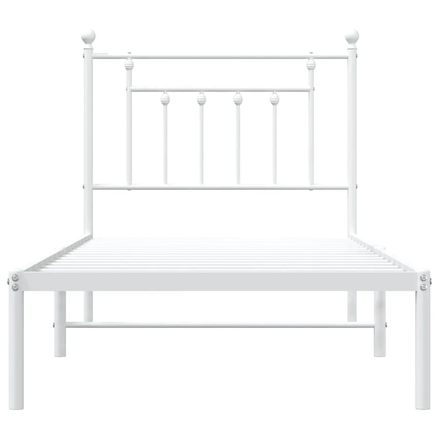 Cadre de lit métal sans matelas avec tête de lit blanc 80x200cm - 6