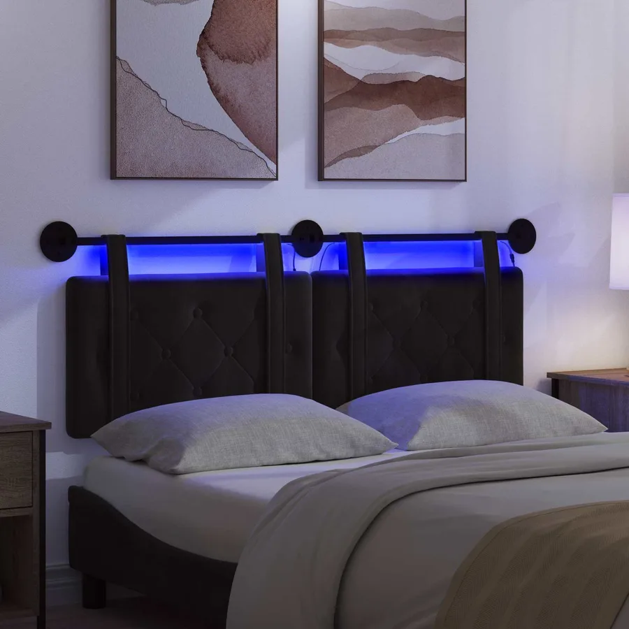 Tête de lit suspendue Avec lumière LED Noir Velours - 5