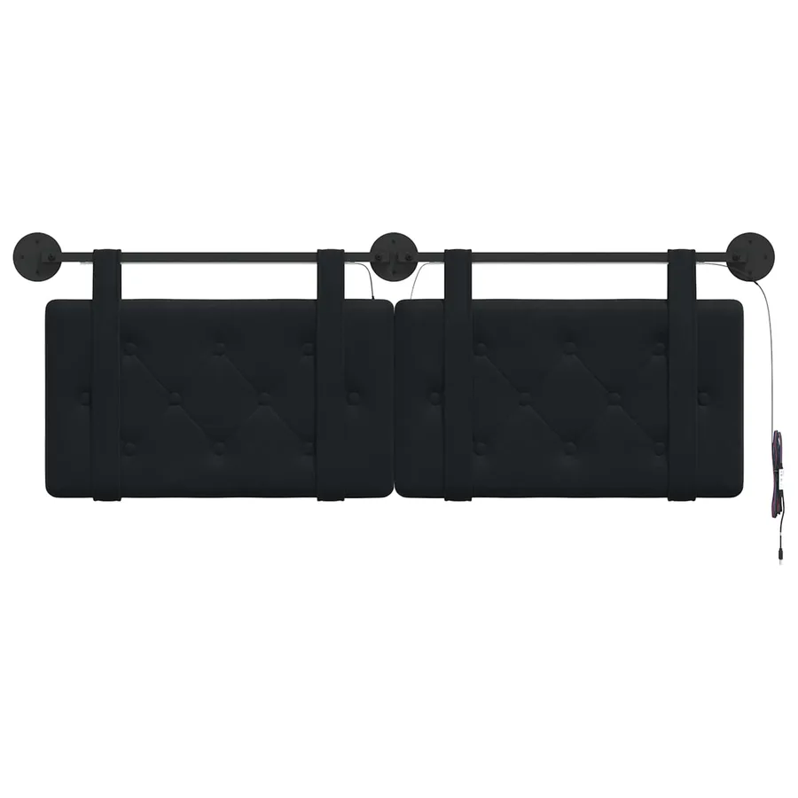Tête de lit suspendue Avec lumière LED Noir Velours - 6
