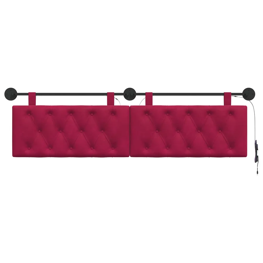 Tête de lit suspendue Avec lumière LED Bordeaux Velours - 6